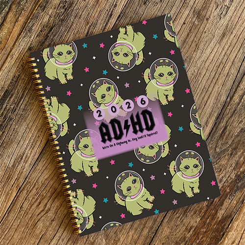 2026 Space Kitten, Hard Cover Neurospicy Planner