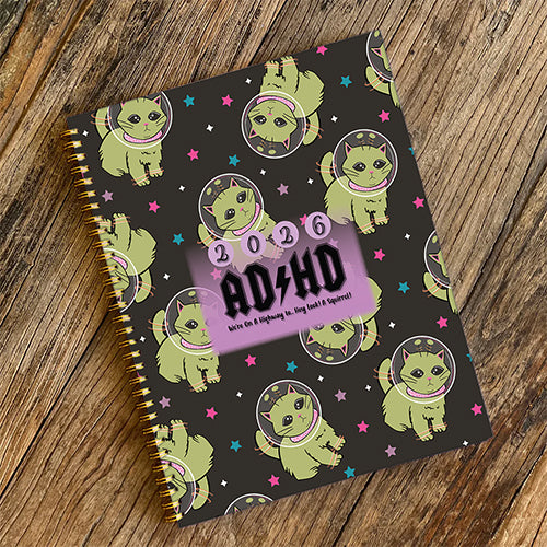 2026 Space Kitten, Hard Cover Neurospicy Planner
