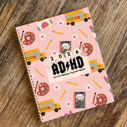 2026 Back to School, Hard Cover, Black & White- Neurospicy Planner